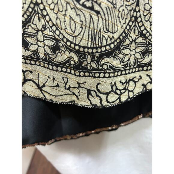Soft Surroundings Maxi Skirt PL Metallic Gold Floral Bird Sequin Trim Lined Boho - Picture 4 of 9